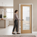 Premium Internal Oak Door with Obscure Glass Pane, Unfinished for Custom Staining and Painting - Image 2