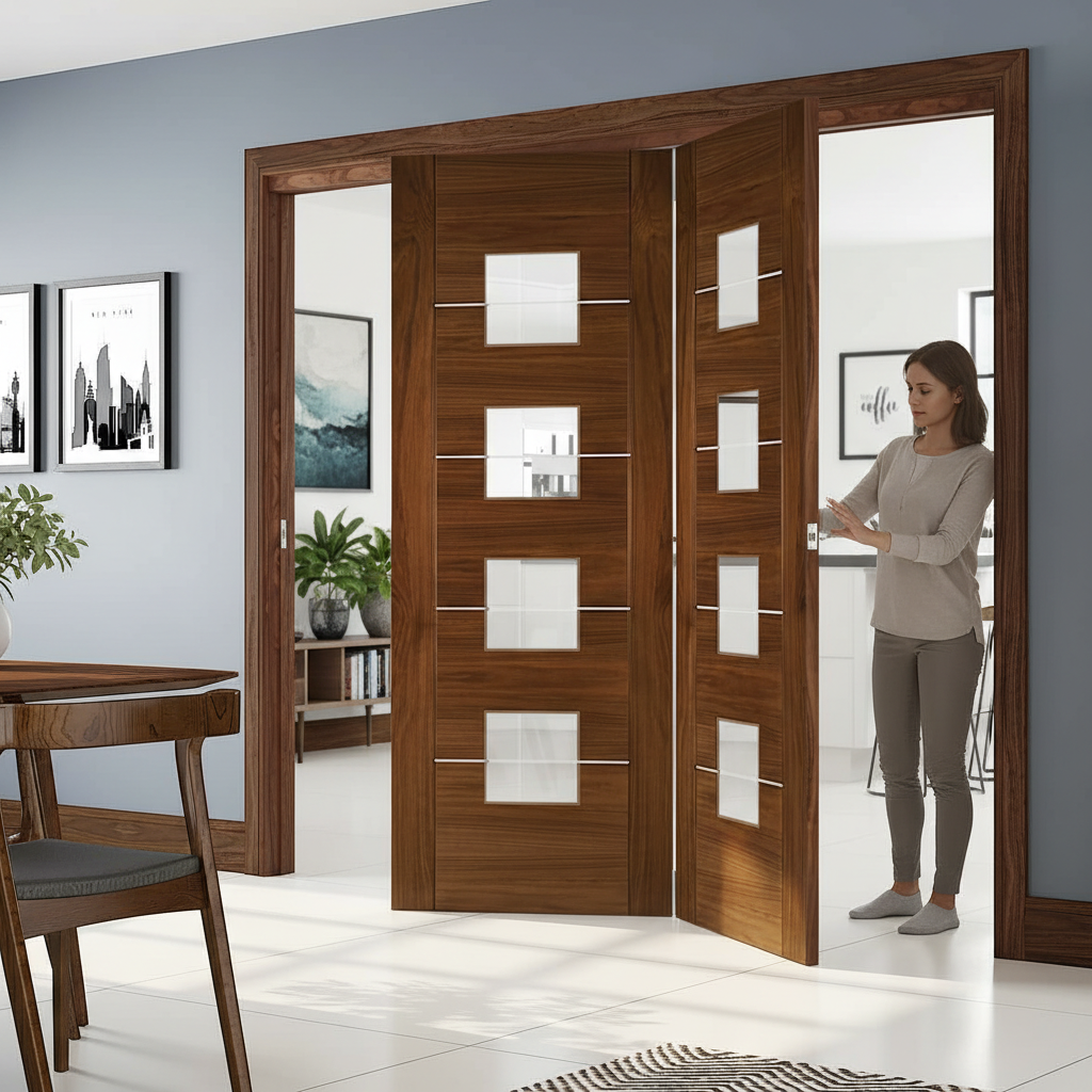 Premium Clear Glazed Bi-Folding Room Divider with Top Hung System - Versatile Space Solution with Multiple Configurations