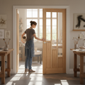 Premium Internal Oak French Doors with Clear Glass Panels - Elegant Design for Home Spaces