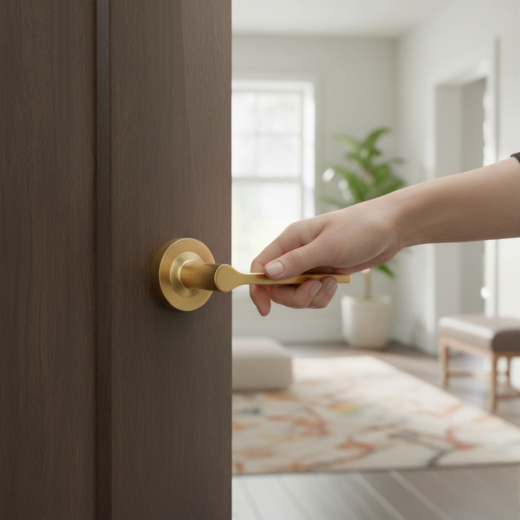 Premium Lever on Rose Satin Brass Door Handle - Ergonomic and Fire Rated for Domestic and Commercial Use