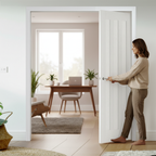 Premium 3 Panel White Double Pocket Door Set with Galvanised Steel Frame and Adjustable Jambs for Modern Interiors