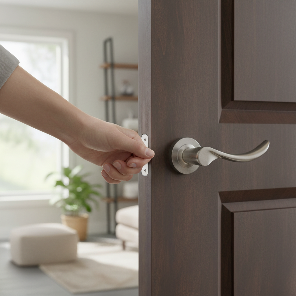 Round Lever Door Handle with Satin Nickel Finish - Elegant and Contemporary Design for Home and Office - Image 2