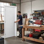Premium White Fire Door with Stylish Horizontal Panels and 30-Minute Fire Rating for Modern Homes