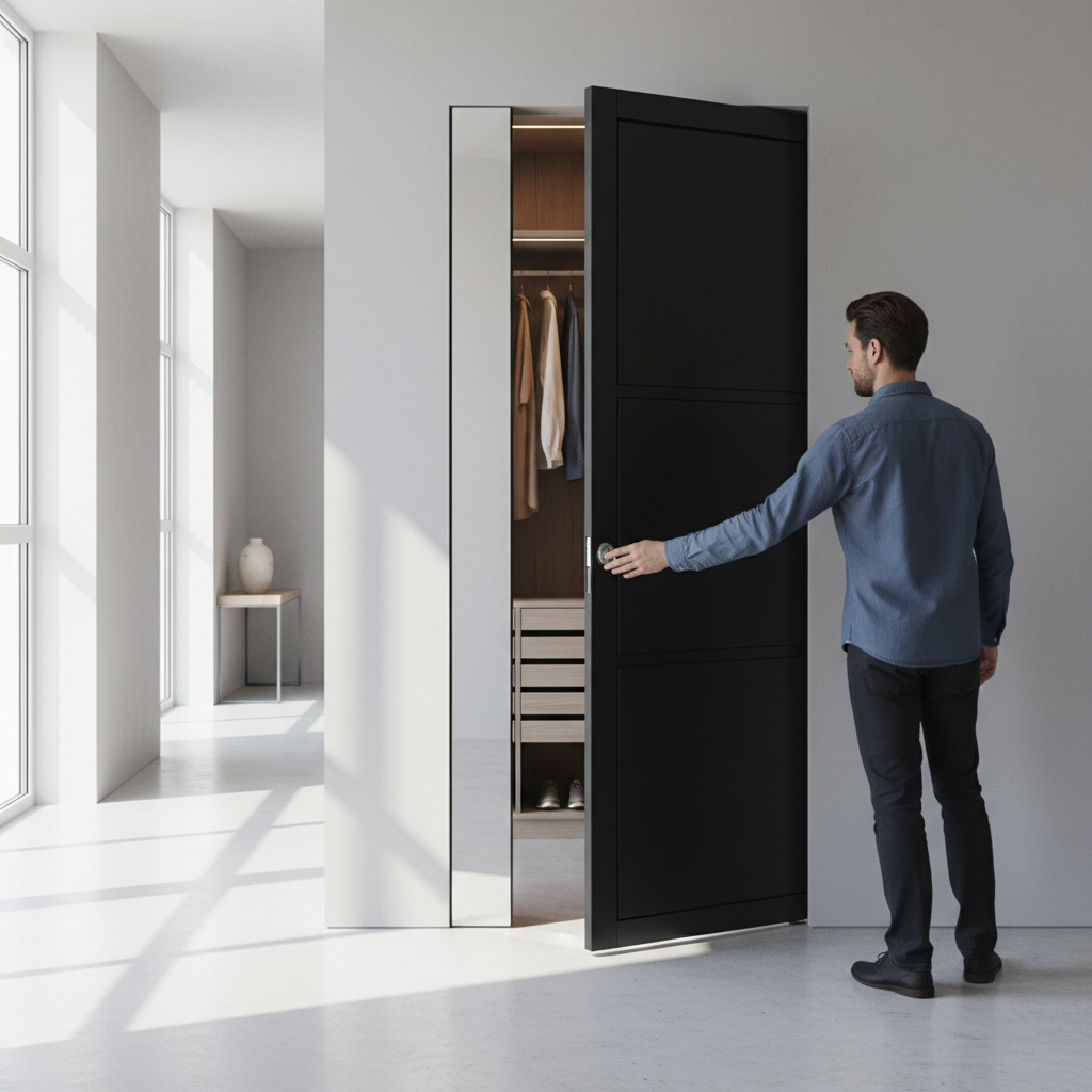 Premium 3 Panel Flush Pocket Door Set - Space-Saving Design with No Bottom Track and Minimalist Finish