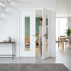 Premium Internal White Primed Pedrena 7P 1 Light Clear Glass Pair Door Set with Door Pair Maker for Elegant Home Interiors - Image 2
