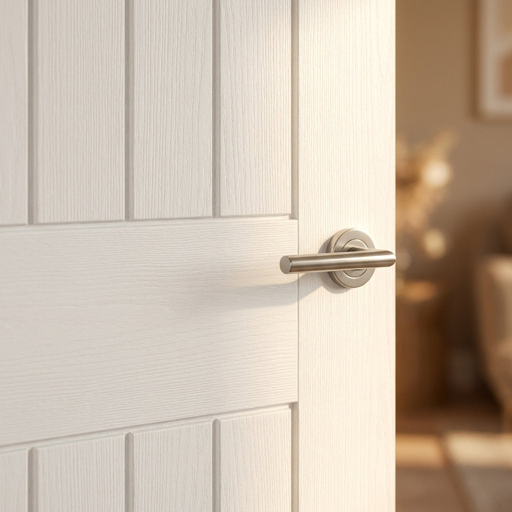 Internal White Textured Moulded Farley Door Primed Finish Standard Core - detail view