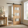 Internal Oak Sliding Door Fully Finished Edison 7 Panel 3 Light Clear Glass