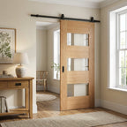 Internal Oak Sliding Door Fully Finished Edison 7 Panel 3 Light Clear Glass