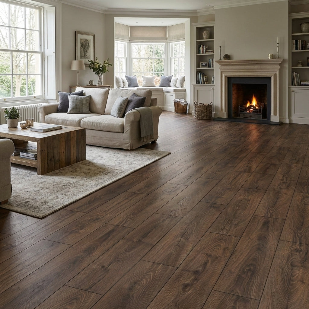 10mm Handscraped Oak Moisture Resistant Laminate Flooring 1288 x 195 mm