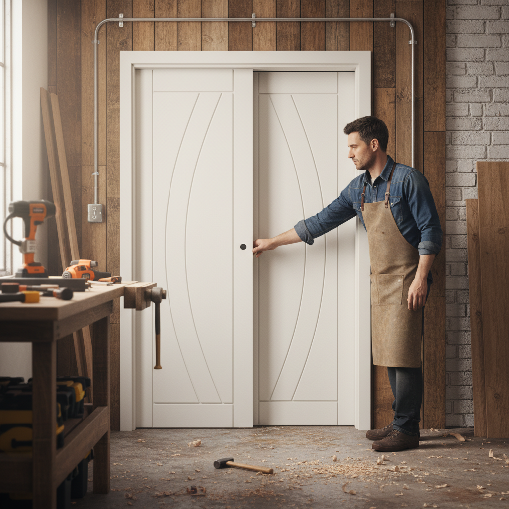 Premium Double Pocket Door System with Galvanised Steel Frame and Solid Core for Enhanced Durability and Modern Aesthetics