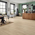 Premium 8mm Water-Resistant Oak Effect Laminate Flooring in Subtle Beige for Durable and Elegant Interiors
