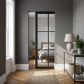 Internal Pocket Door Set 6 Light Clear Glass Fully Finished Black 100mm