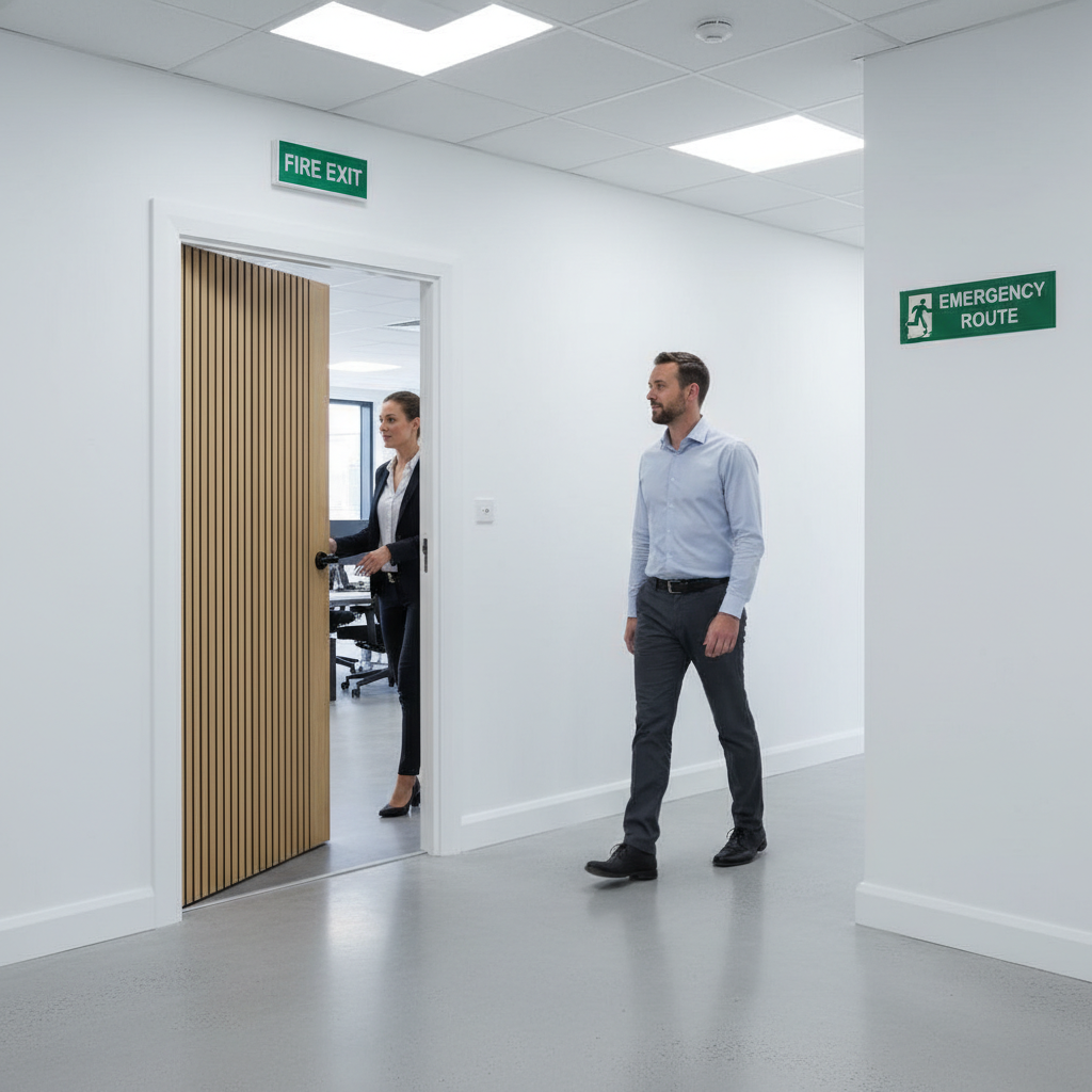 Premium Oak Slatted Fire Door with Chic Minimalistic Design and 10-Year Guarantee