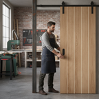 Premium Heavy Duty Face Mounted Sliding Door Set for Wooden Doors up to 100kg with Rustic Finish Options