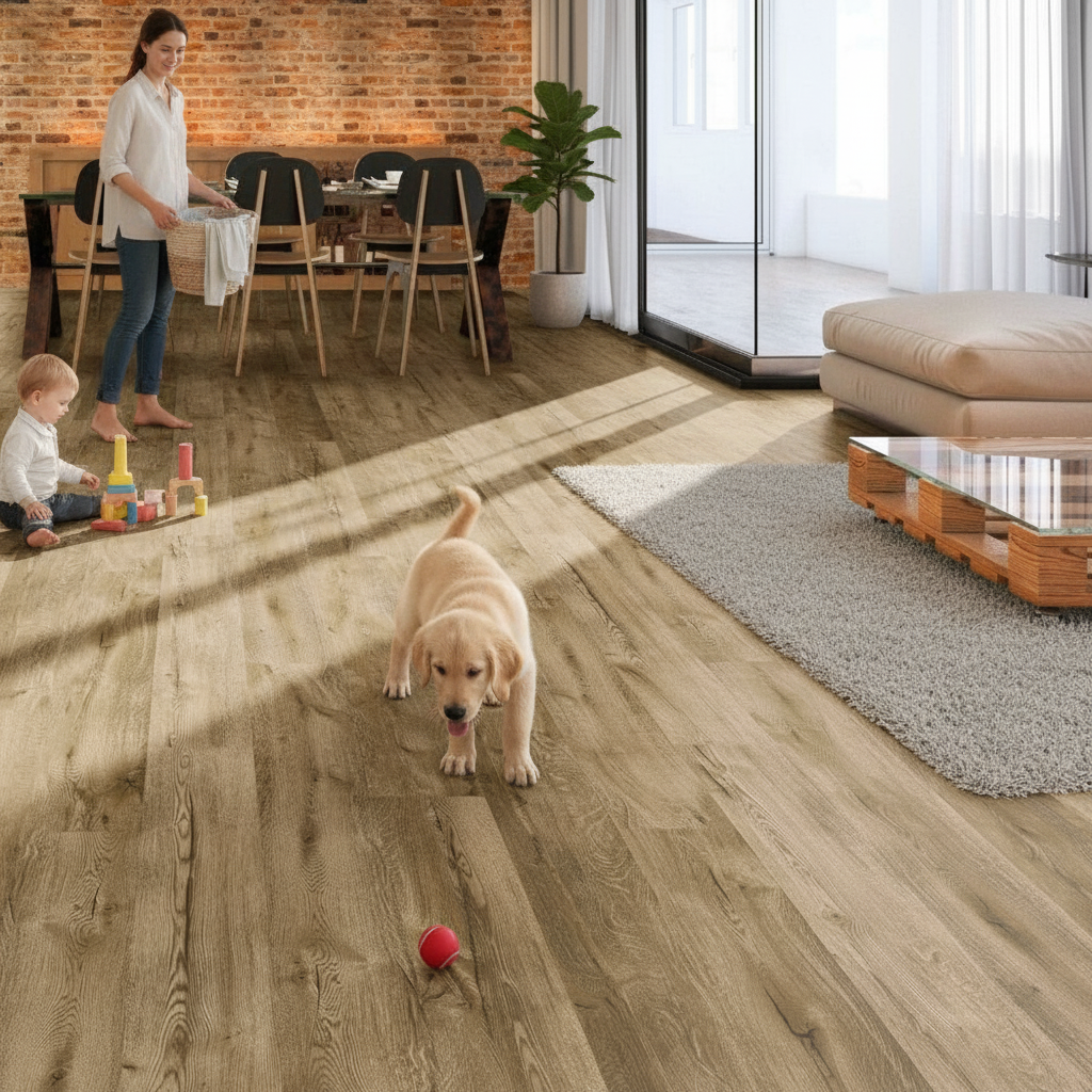 Premium 12mm Laminate Flooring with Bevelled V-Grooved Edges for Real Wood Appearance