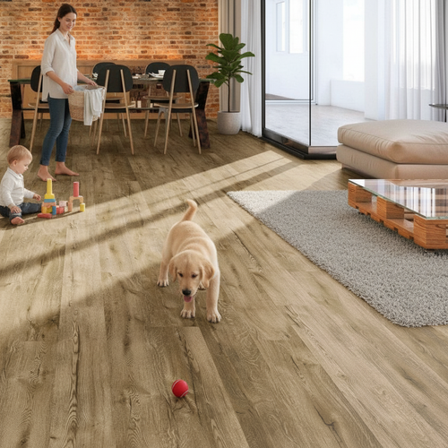Premium 12mm Laminate Flooring with Bevelled V-Grooved Edges for Real Wood Appearance
