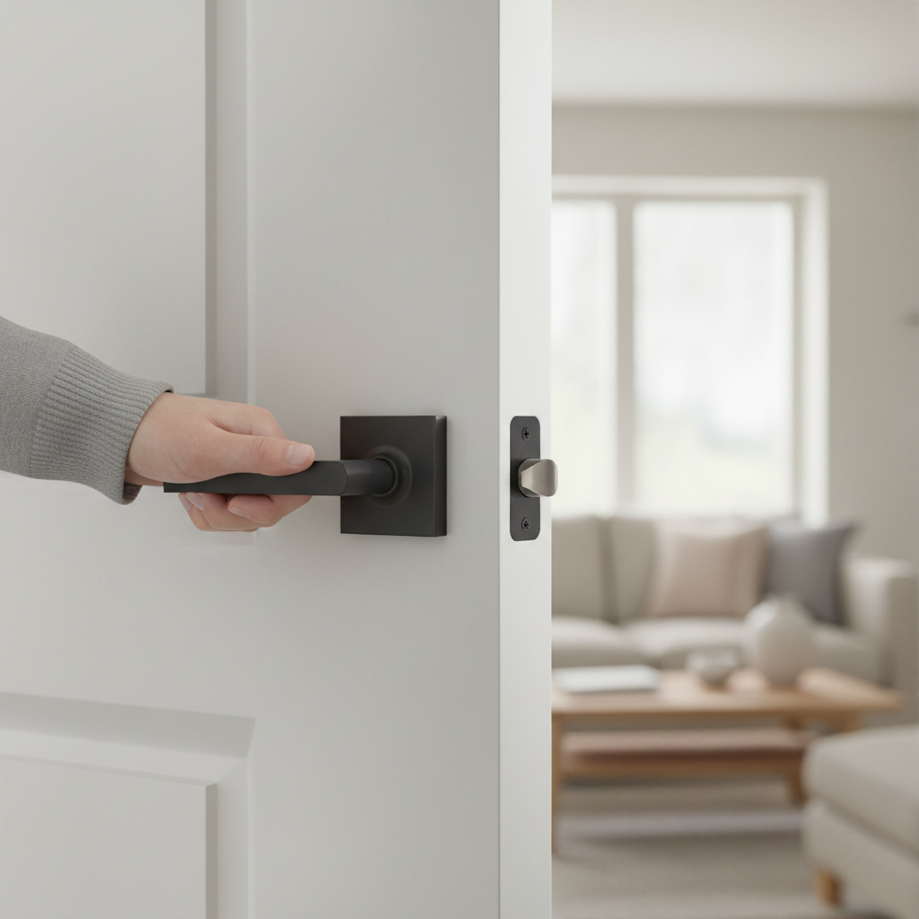 Premium Matt Satin Black Door Handle Pack with Hinges and Tubular Latch for Stylish Home D?or