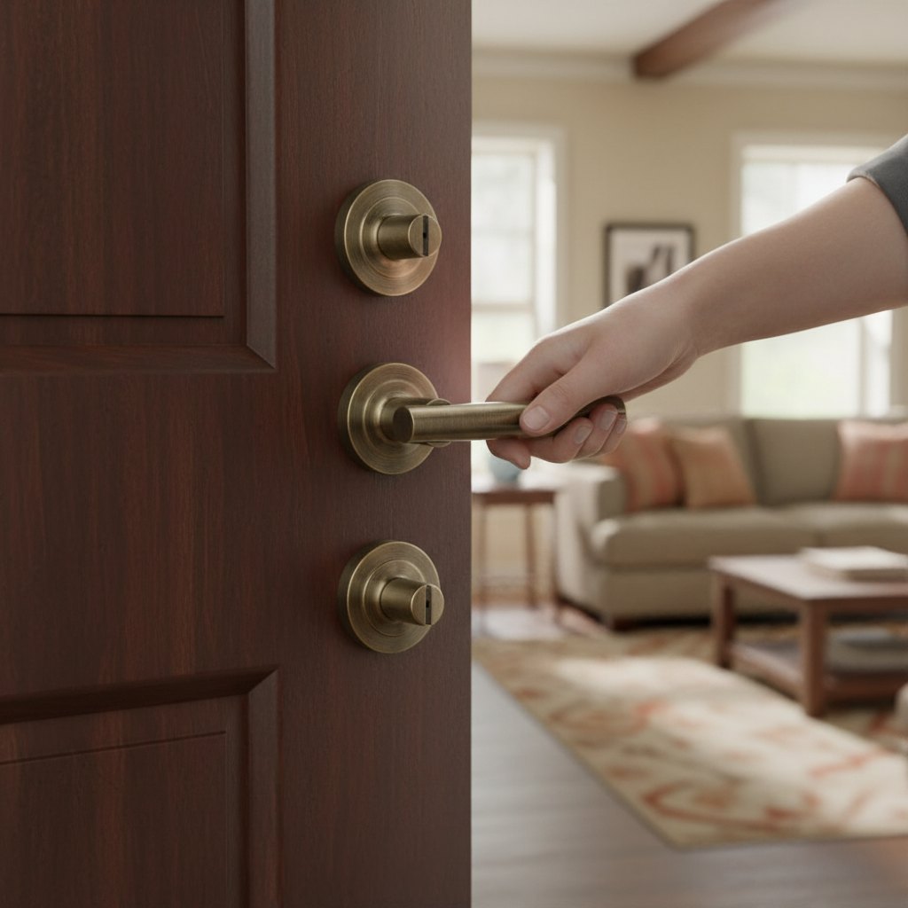 Premium Antique Brass Door Handle Pack with Lever on Round Rose - Durable and Stylish Upgrade for Home