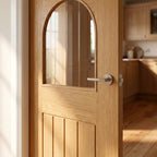 Internal Oak Door with Fully Finished 1 Light Obscure Glass and Arched Square Top - detail view