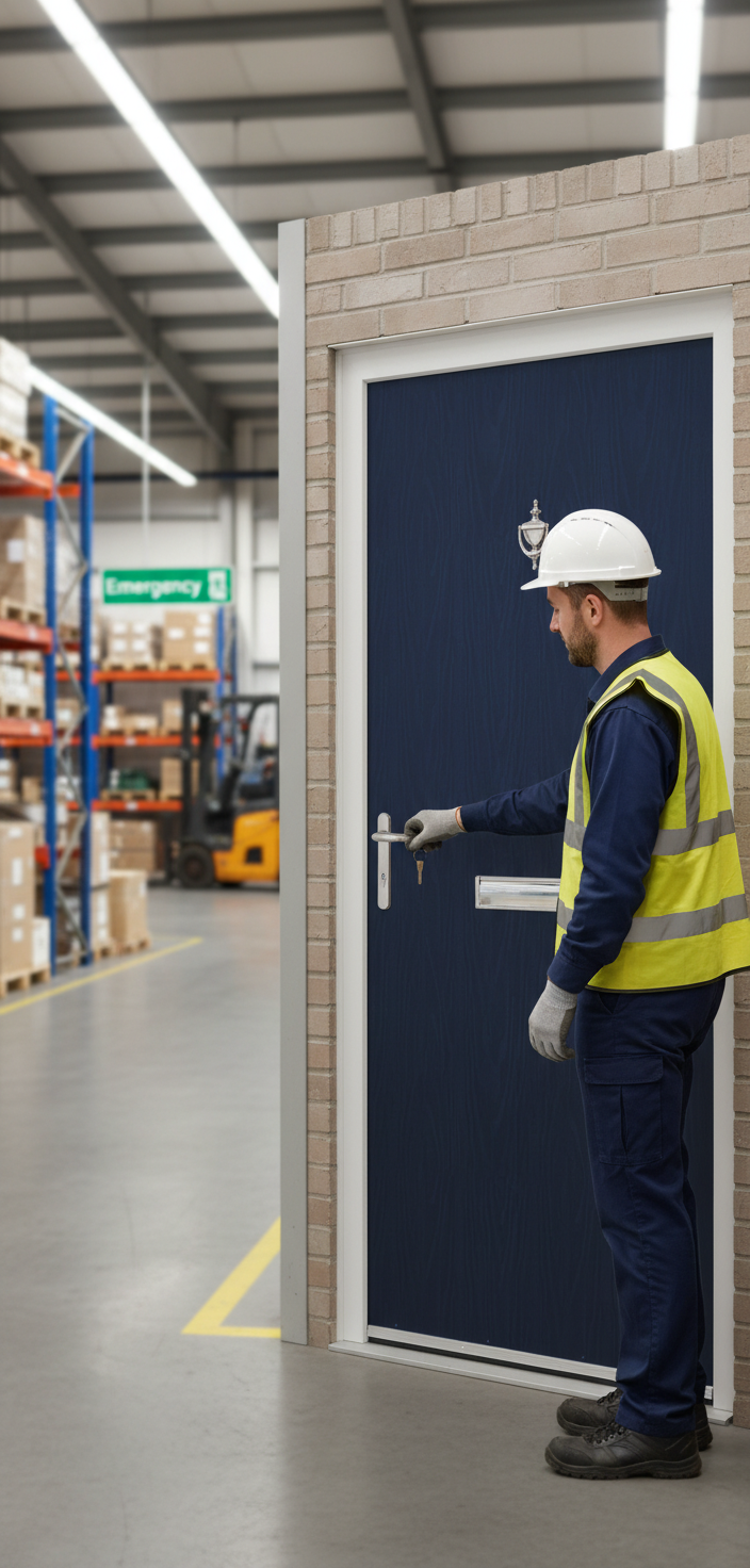 Premium Modern Flush External Fire Door Set with 30-Minute Fire Resistance, Multipoint Locking System, and Custom Color Options