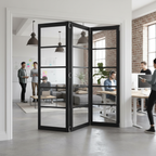 Premium Clear Glazed Industrial Style Room Divider with Bi-Folding Doors and High-Quality Track System for Seamless Spaces