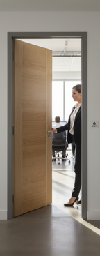 Premium Fully Finished Internal Oak Mirage Fire Door with Ash Inlay and 30 Minutes Fire Rating