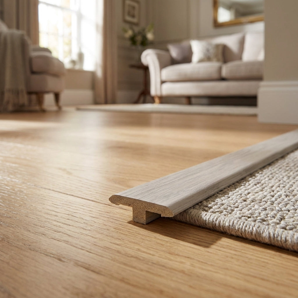 Laminate Connecting Door Profile Light Grey 1m x 12mm x 45mm - detail view