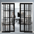 Premium 4 Door Clear Glazed Telescopic Pocket Door System with Heavy Duty Wooden Jamb Kit and Maintenance-Free Track