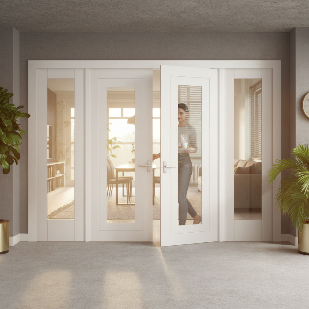 Premium Internal Room Divider Set with Clear Glass Panels - Elegant Temple and Pattern 10 Design for Modern Interiors - Image 2