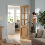 Premium Bevelled Glazed Internal Door with 6 Panel Design and Clear Etched Tempered Safety Glass