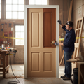 Premium Unfinished External Oak Door with 4 Panels - Solid Core Construction for Custom Finishing