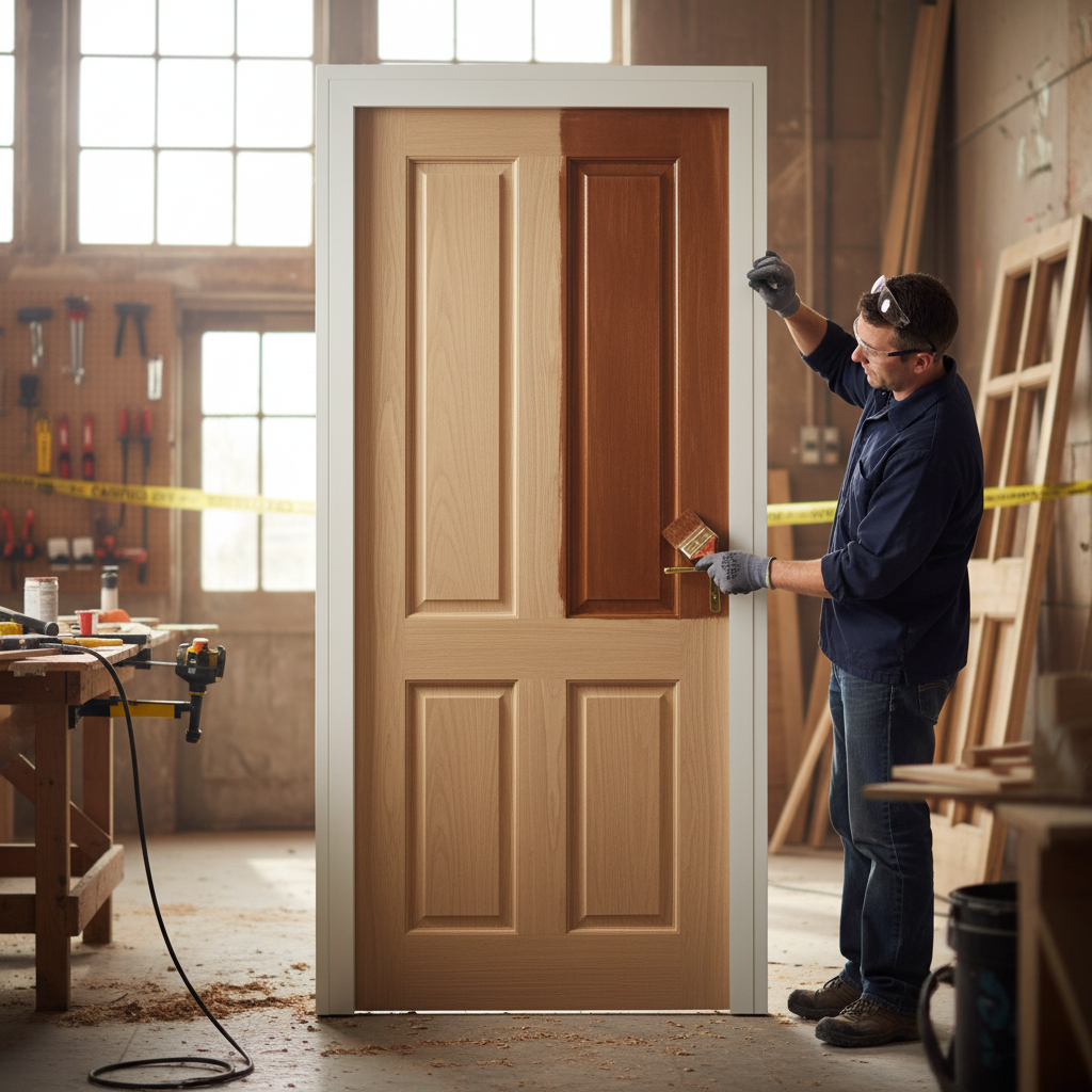 Premium Unfinished External Oak Door with 4 Panels - Solid Core Construction for Custom Finishing