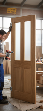 Premium Internal Clear Glazed FD30 Fire Door with Decorative Beading - Unfinished for Custom Finishing