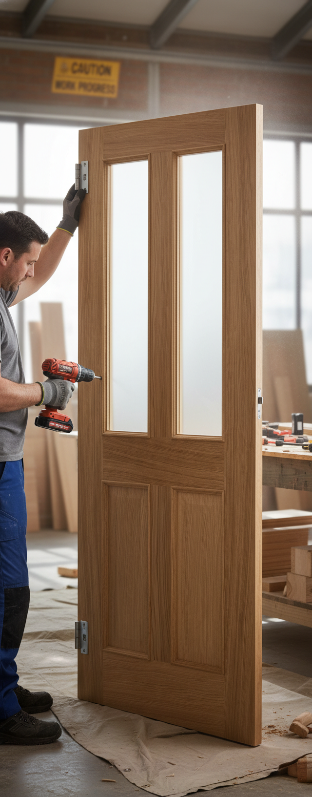 Premium Internal Clear Glazed FD30 Fire Door with Decorative Beading - Unfinished for Custom Finishing