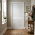 Internal Bi-fold Door Set, Open Louvre Design, 28mm Thickness, White Painted
