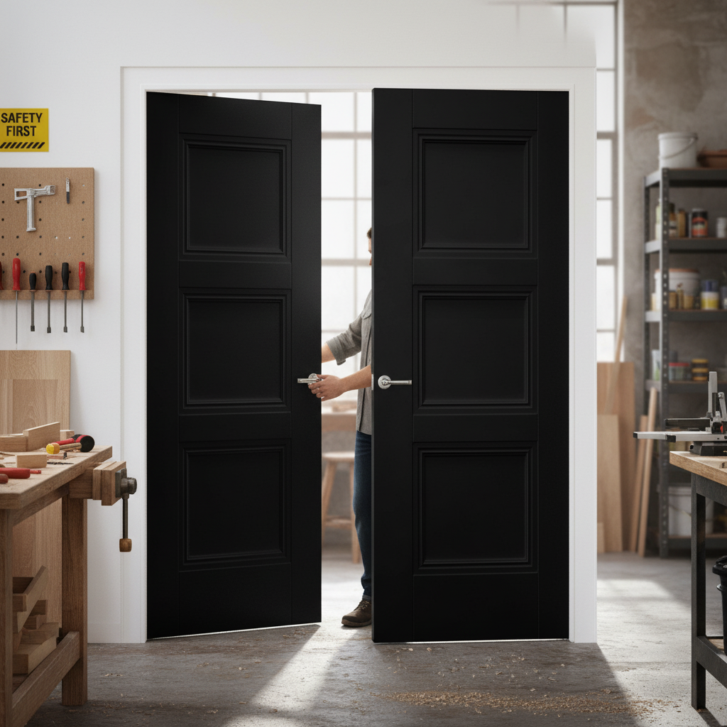 Premium Internal Black Primed Pair Door with Sleek Design and 35mm Thickness for Modern and Traditional Interiors