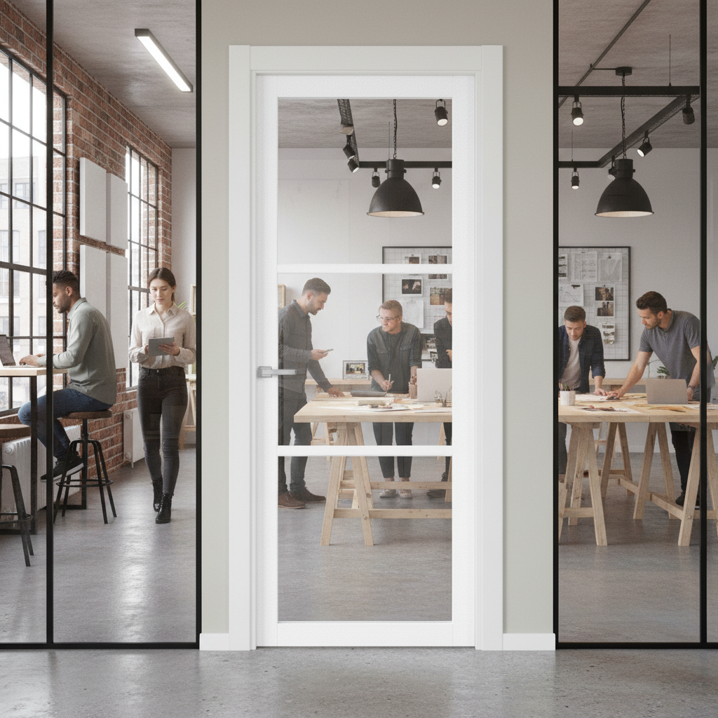 Internal Primed Industrial 3 Light Clear Glass Door for Modern Spaces with Toughened Safety Glass and Durable Timber...