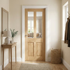 Internal Made-to-Measure Oak Victorian Shaker Door, Unfinished, 2 Panel, 2 Light Obscure Glass