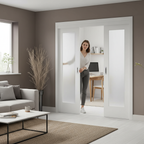 Premium White Pattern 10 Sliding Door System with Fixed End Panel for Space Optimization