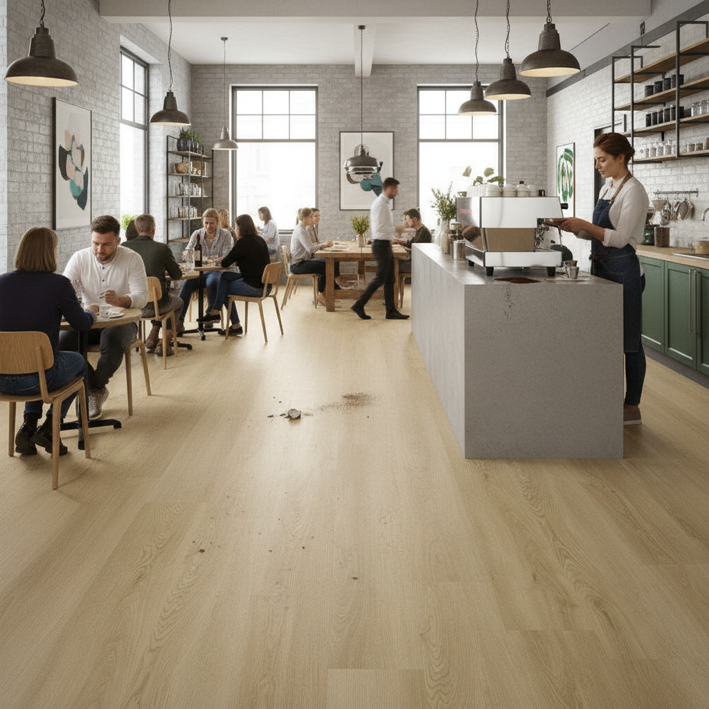Premium 5mm Embossed Rigid Core Vinyl Flooring with Oak Effect and Cork Underlay for High-Traffic Areas