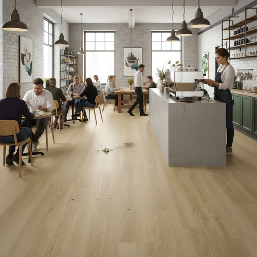 5mm Embossed Rigid Core Vinyl Flooring with Oak Effect and Cork Underlay for High-Traffic Areas - Image 2