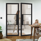 Premium Clear Glazed Internal Door Pair with Solid Engineered Core and Decorative Beading for Modern Homes