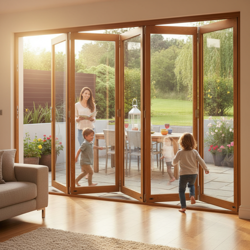 Premium 12FT Slimline External Bifold Door Set with Double Glazed Units, Reversible Fitting and High Security Features