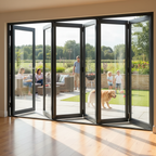 Premium 12ft Slimline Grey Timber External Bifold Door Set with 5 Door System and Double Glazed Units
