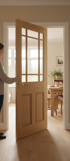 Premium Oak Downham Unglazed Internal Door with Solid Engineered Core, Classic Design, and Customizable Features