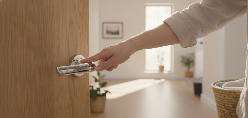 Premium Designer Door Handle with Surf Lever on Round Rose - Crafted from Finest Materials