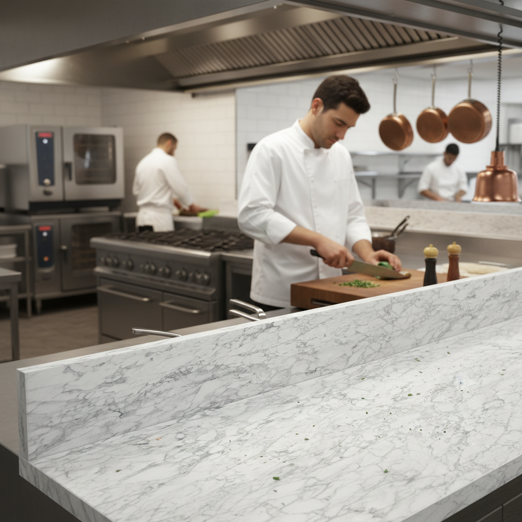 Premium 3000mm Rounded Edge Upstand with Realistic Stone Effect for Modern Kitchens