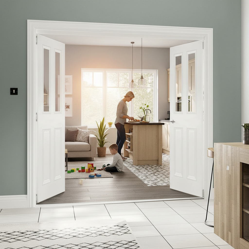 Premium Clear Glazed Bi-Folding Room Divider with Top Hung System and Multiple Configurations for Versatile Space Management