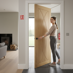 Premium Contemporary Oak Fire Door with Engineered Construction and Custom Sizing Options - Unfinished Ready to Paint or Stain
