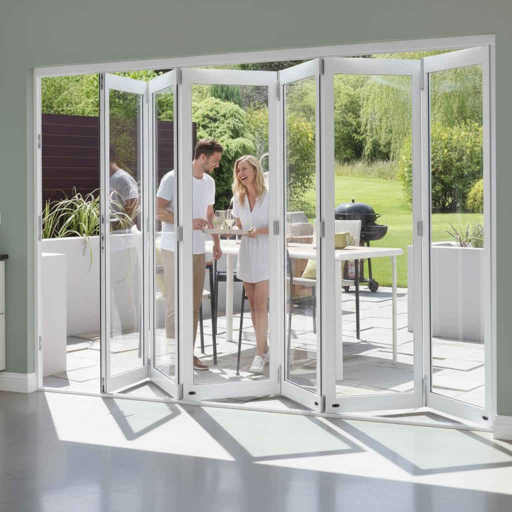 Premium 12ft Slimline White Timber External Bifold Door Set with Double Glazing and 15-Year Guarantee